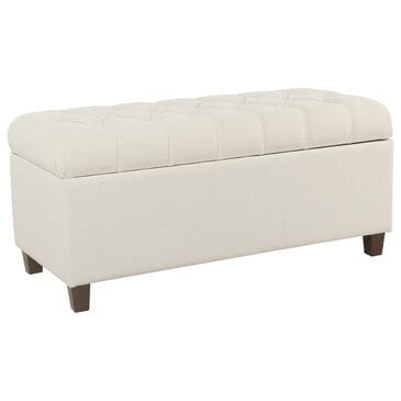 Kinfine Ainsley Storage Bench with Neutral Cushion in Dark Walnut, , large