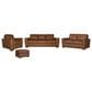 Flexsteel Henry 4-Piece Stationary Leather Living Room Set in Caramel, , large