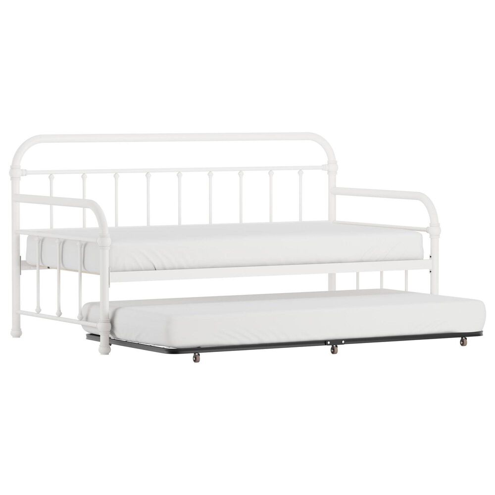 Richlands Furniture Twin Metal Slat Daybed and Trundle in White, , large