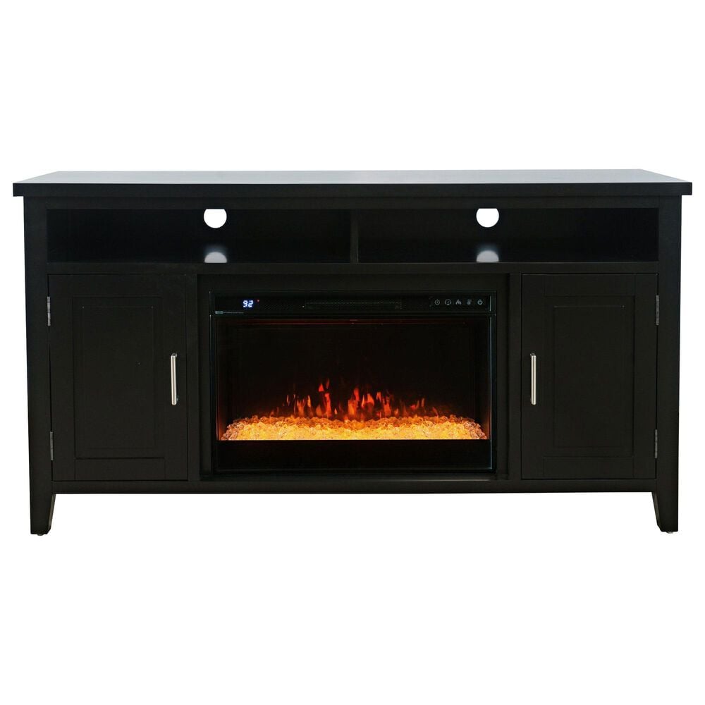 Jofran Urban Icon 60&quot; Electric Fireplace Media Console in Black, , large