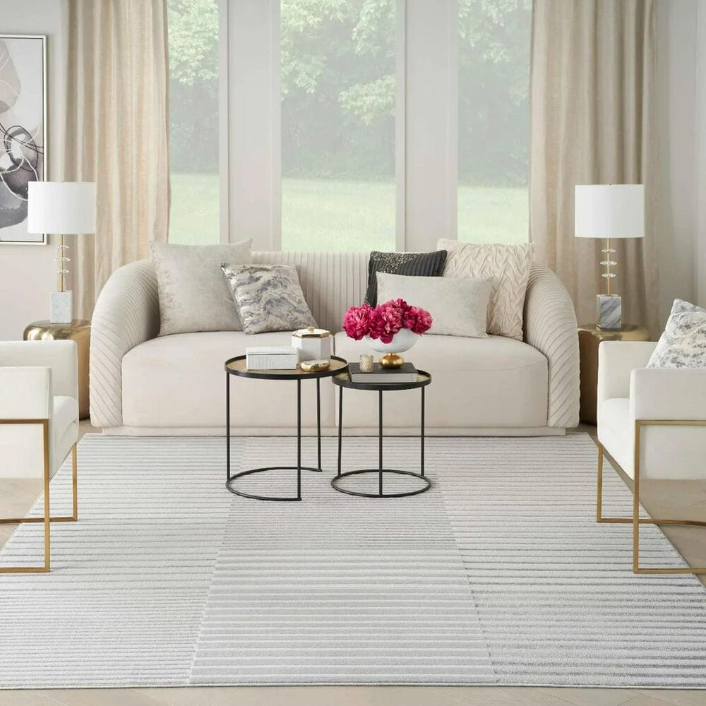 Nourison Brushstrokes 7&#39;10&quot; x 9&#39;10&quot; Silver and Grey Area Rug, , large