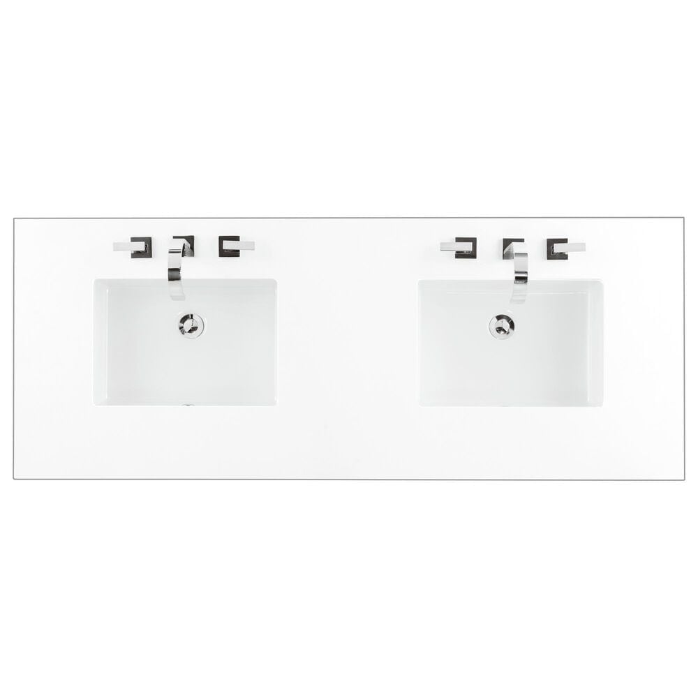 James Martin Vanities Brookfield 60&quot; Double Bathroom Vanity in Burnished Mahogany with 3 cm White Zeus Quartz Top and Rectangular Sinks, , large