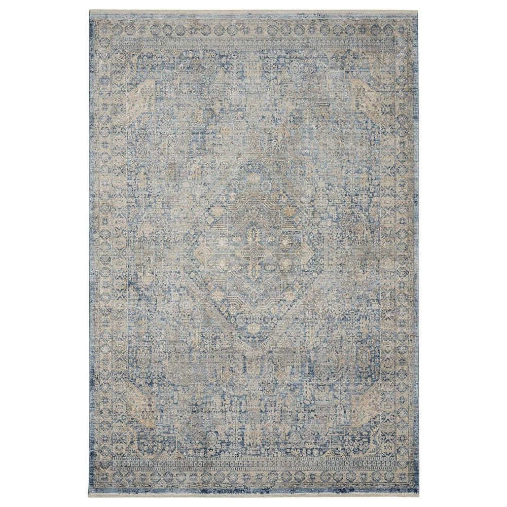 Nourison Lustrous Weave LUW02 3"10" x 5"10" Blue and Ivory Area Rug, , large