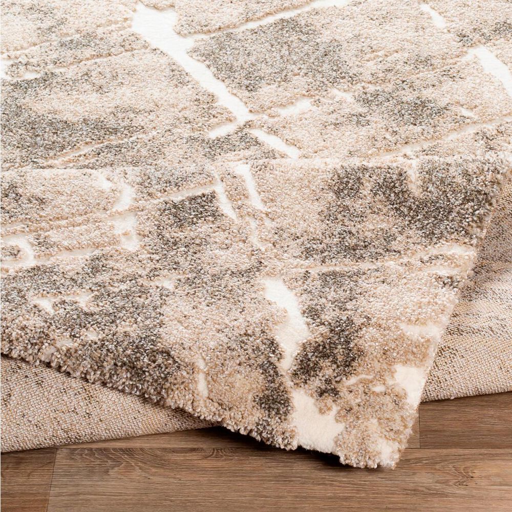 Surya Tuscany TUS-2300 White, Light Beige and Dark Brown 7&#39;10&quot; Square Area Rug, , large