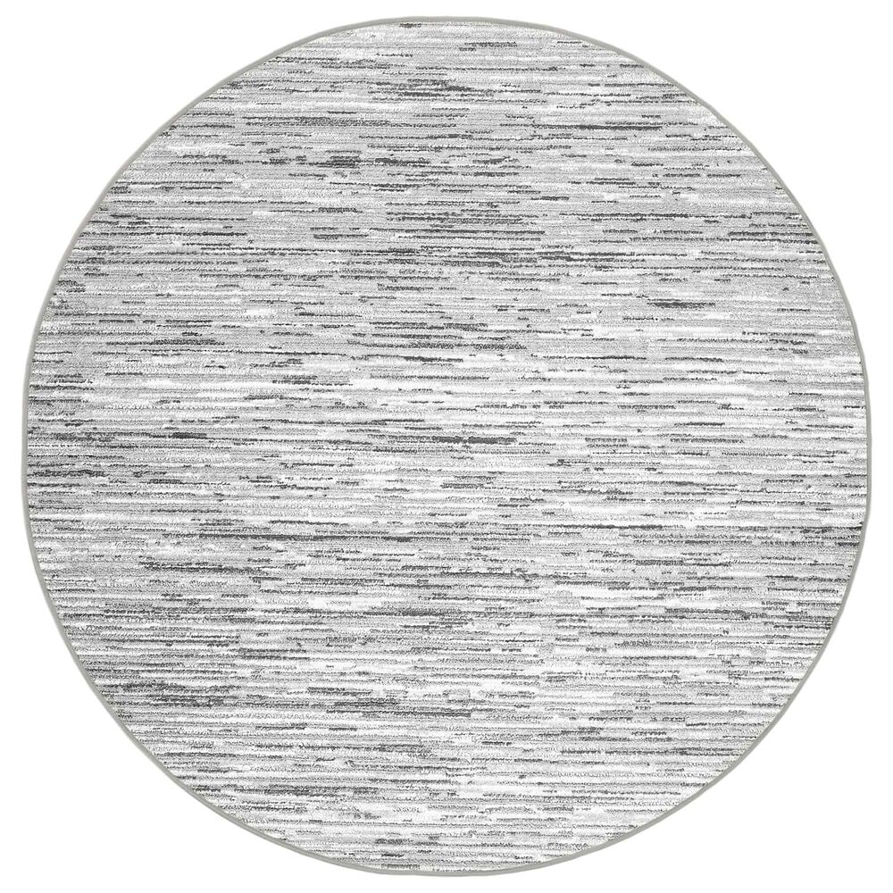 Radici USA Davide Striped 7"10" Round Grey Area Rug, , large