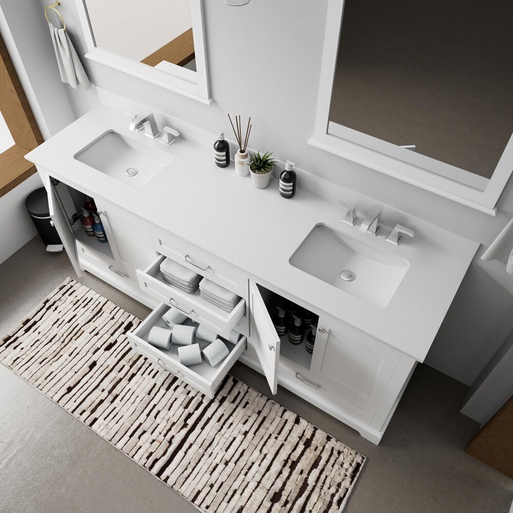 Lexora Home Dukes 80&quot; Double Bathroom Vanity in White with 2 cm White Quartz Top and Rectangular Sinks, , large