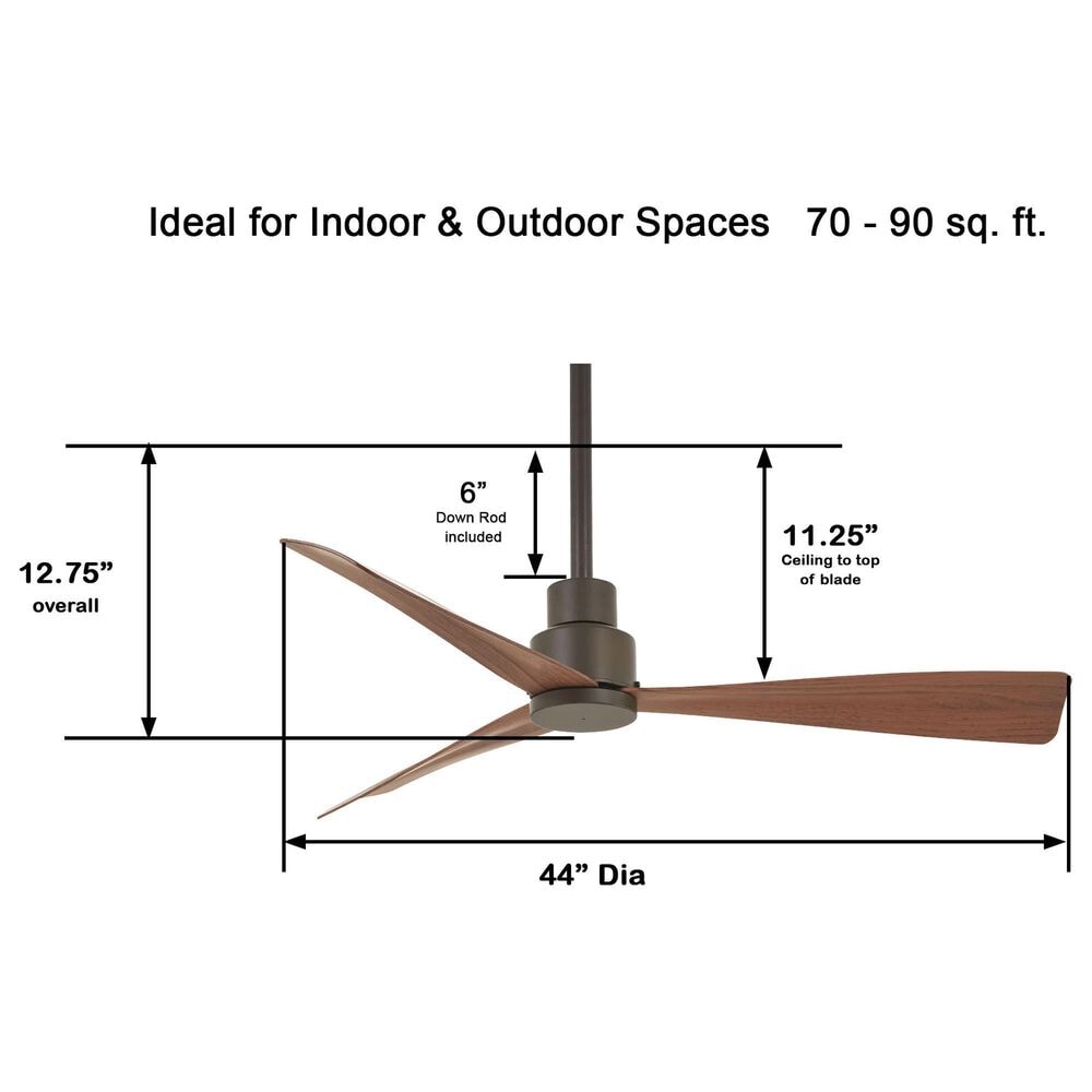 Minka-Aire Simple 44" Indoor/Outdoor Ceiling Fan in Oil Rubbed Bronze, , large