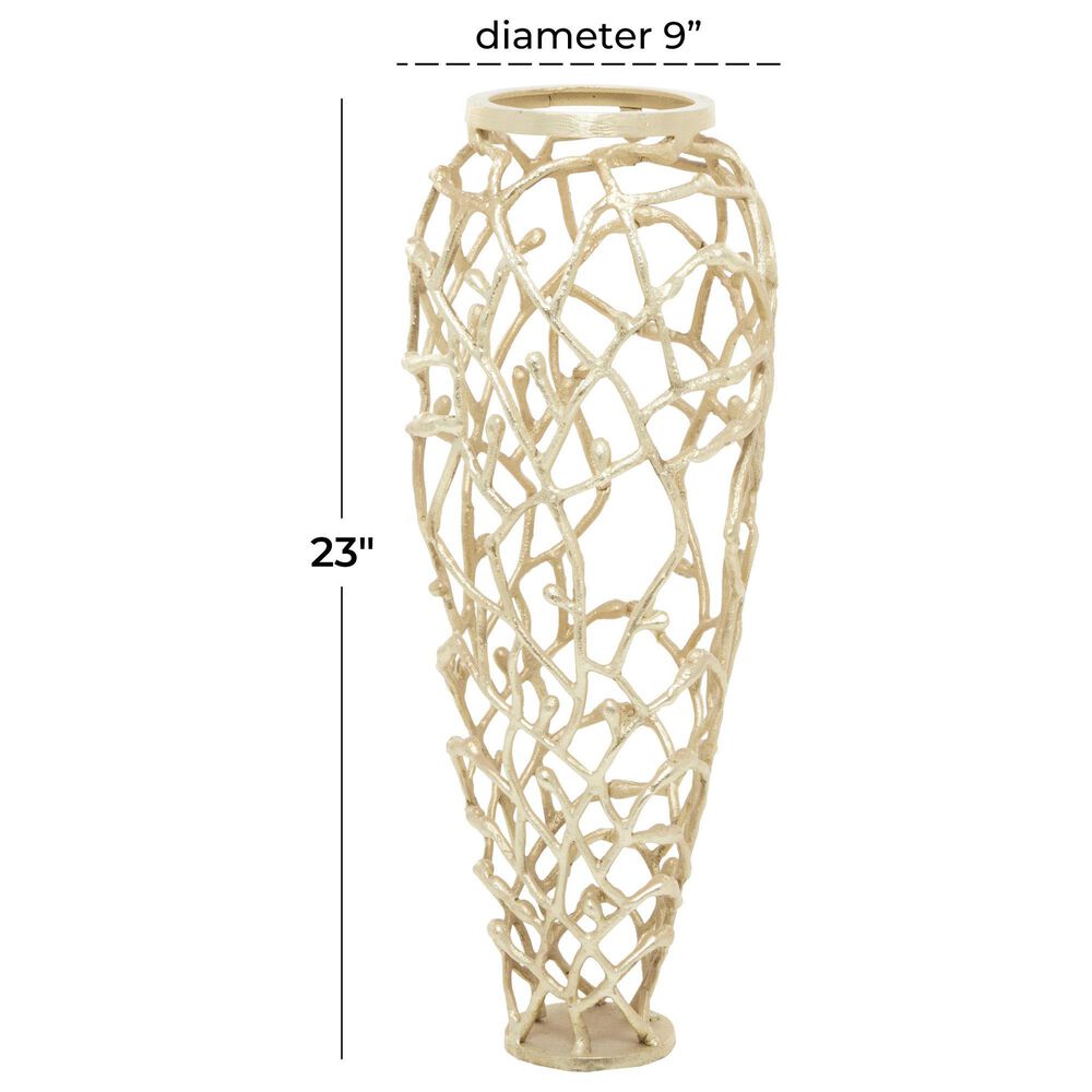 Maple and Jade 23&quot; Cutout Coral Decorative Vase in Satin Gold, , large