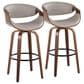 LumiSource Symphony 30" Swivel Barstool with Pewter Grey Upholstery in Walnut and Black (Set of 2), , large