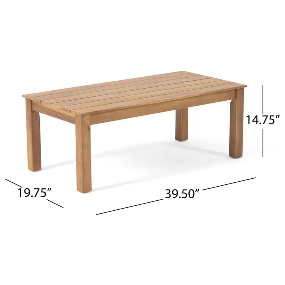 Hearth and Haven Temecula 4-Piece Outdoor Chat Set with Natural Rectangular Coffee Table in Cream, , large