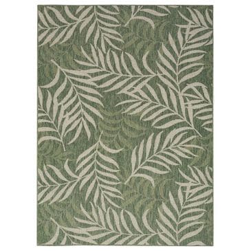 Nourison Garden Oasis GOA01 Green and Ivory 5" x 7" Indoor/Outdoor Area Rug, , large