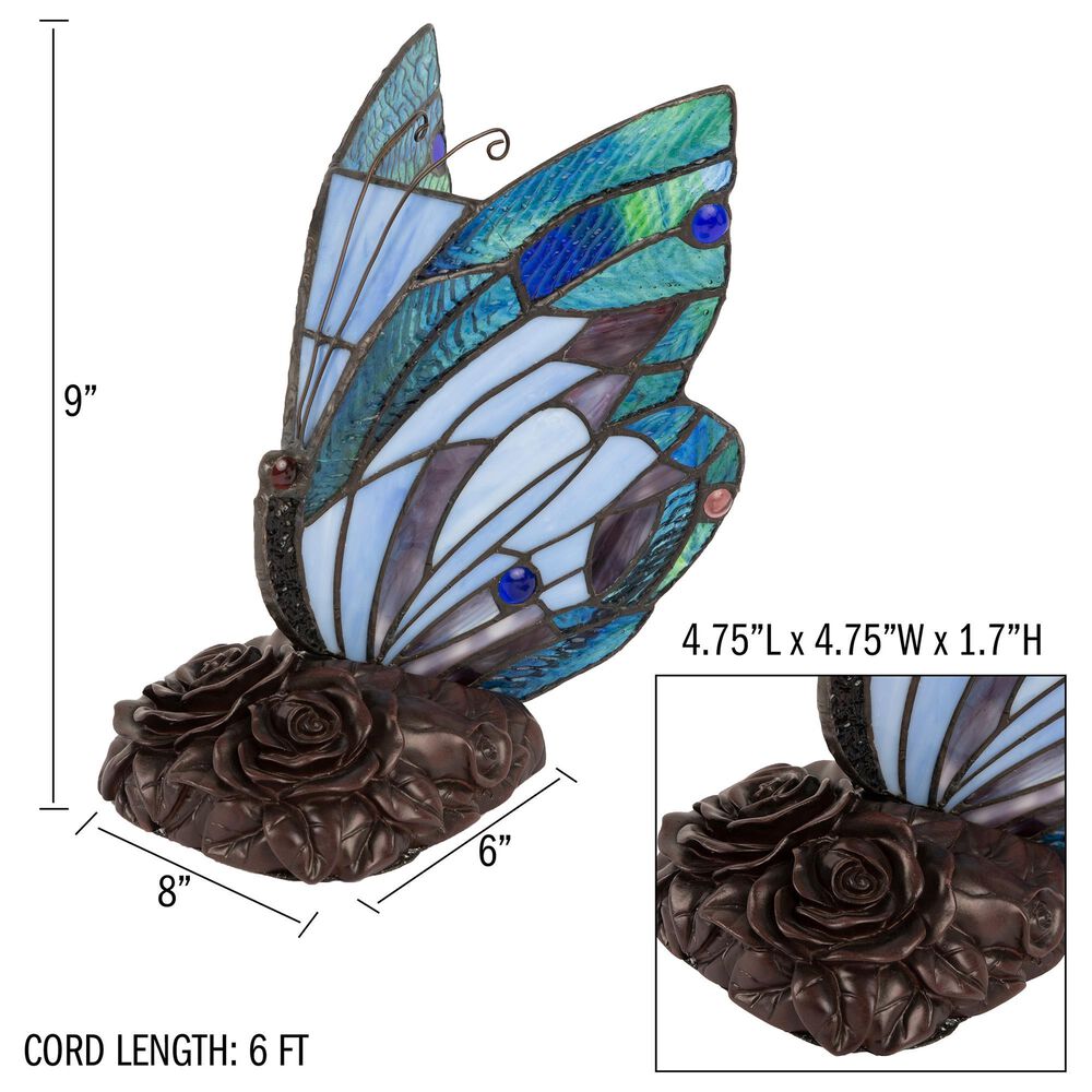 Timberlake 9" Tiffany Style Butterfly Lamp in Multicolor, , large