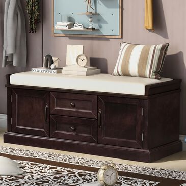 Hearth and Haven Storage Bench in Espresso, , large