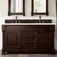 James Martin Vanities Brookfield 60" Double Bathroom Vanity in Burnished Mahogany with 3 cm Eternal Marfil Quartz Top and Rectangle Sinks, , large