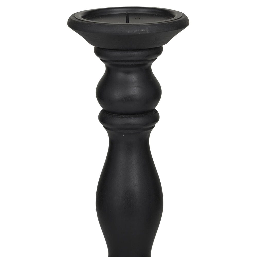 Maple and Jade 12&quot;, 15&quot;, 18&quot; Turned Style Pillar Decorative Candle Holder in Black &#40;Set of 3&#41;, , large
