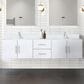 Lexora Home Geneva 80" Double Bathroom Vanity in Glossy White with 2 cm White Cultured Marble Top and Rectangular Sinks, , large
