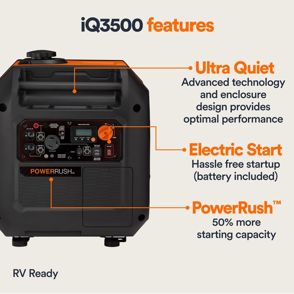 Generac iQ3500 Portable Inverter Generator in Orange and Black, , large