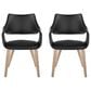 LumiSource Curvo Arm Chair with Black Faux Leather Cushion in Whitewashed Wood (Set of 2), , large