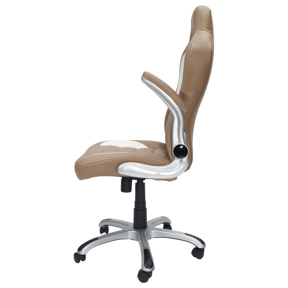 Rta Products Llc High Back Executive Sport Race Office Chair with Flip-Up Arms in Camel, , large