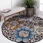 L&R Resources Sinuous Winter Blossoms 6" Scalloped Multicolor Area Rug, , large