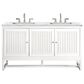 James Martin Vanities Athens 60" Double Bathroom Vanity in Glossy White with 3 cm Ethereal Noctis Quartz Top and Rectangular Sinks, , large
