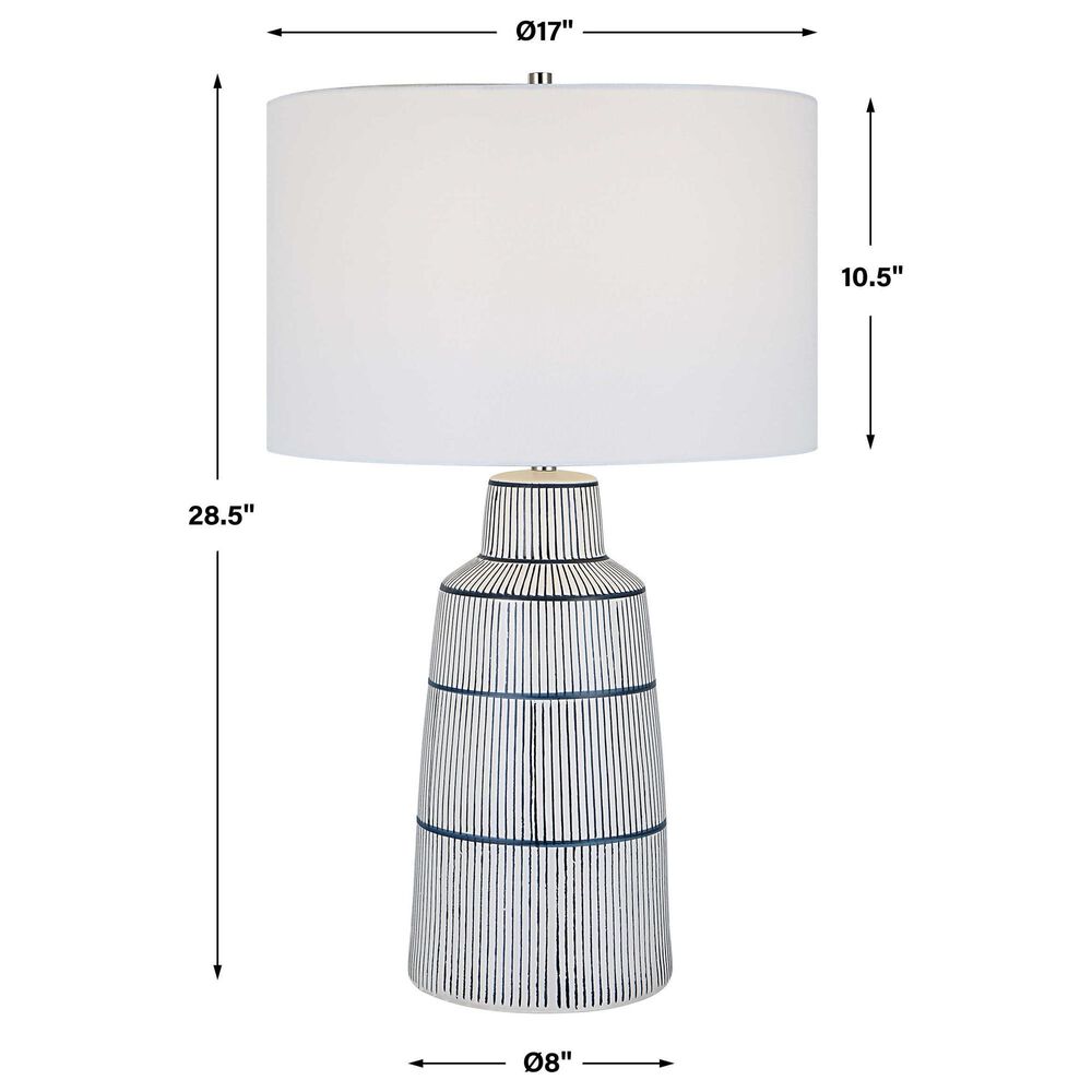 Uttermost Breton Table Lamp in White and Navy Blue, , large