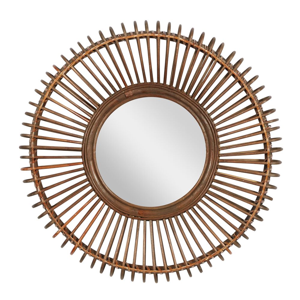 Maple and Jade 30" Round Wall Mirror in Matte Brown, , large