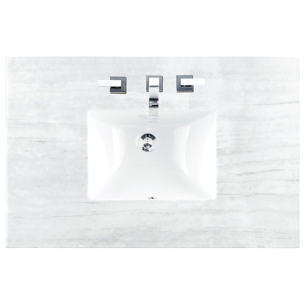 James Martin Vanities Myrrin 36&quot; Vanity in Carbon Oak with 3 cm Arctic Fall Solid Surface Top, , large