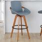 Lumisource Cosmo Swivel Barstool with Grey Cushion in Walnut and Black, , large