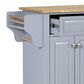 HOMLUX Kitchen Island with Rubber wood Countertop in Grey, , large