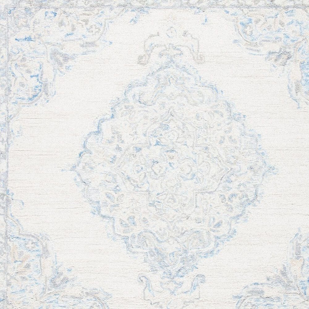 Safavieh Micro-Loop MLP516A 5&#39; Square Ivory and Blue Area Rug, , large