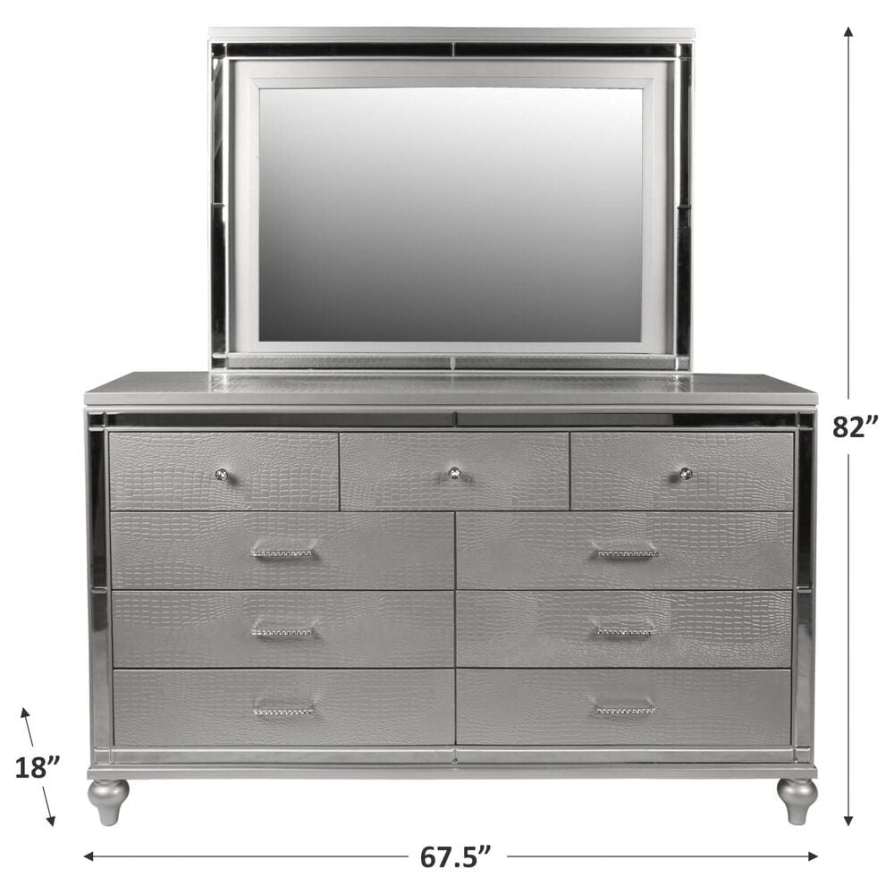 New Heritage Design Valentino Dresser and Mirror in Silver, , large