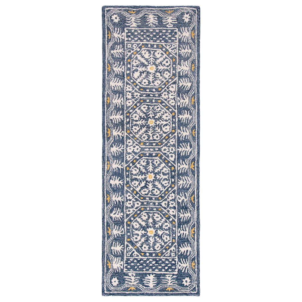 Safavieh Micro-Loop MLP619M 2"3" x 7" Blue and Ivory Runner, , large