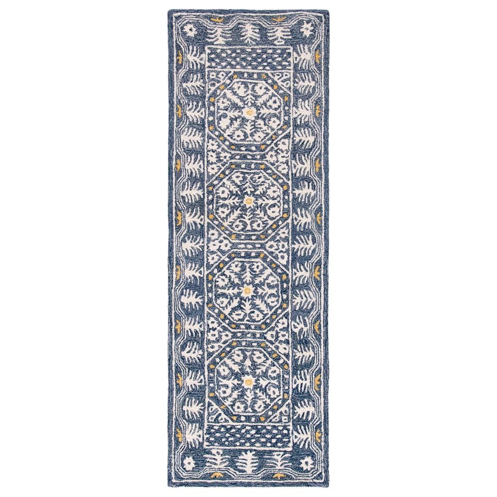 Safavieh Micro-Loop MLP619M 2"3" x 7" Blue and Ivory Runner, , large