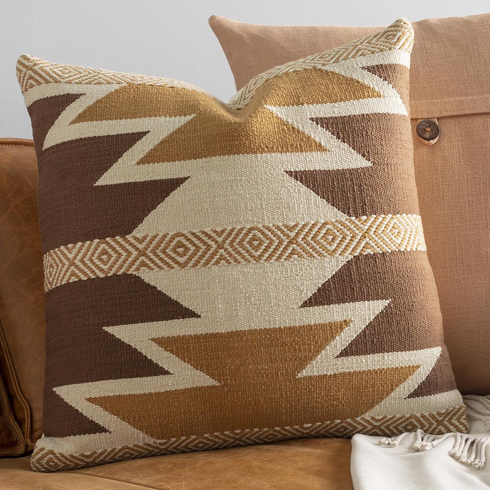 Surya Andrea 18" Toss Pillow in Cream/Brown/Camel, , large