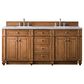 James Martin Vanities Bristol 72" Double Bathroom Vanity in Saddle Brown with 3 cm Arctic Fall Solid Surface Top and Rectangular Sinks, , large