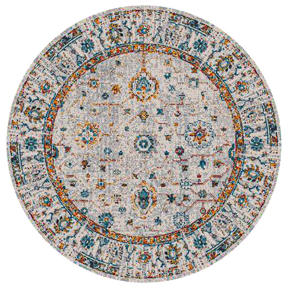 Amer Rugs Montana Traditional 7&#39;6&quot; Round Ivory and Orange Area Rug, , large