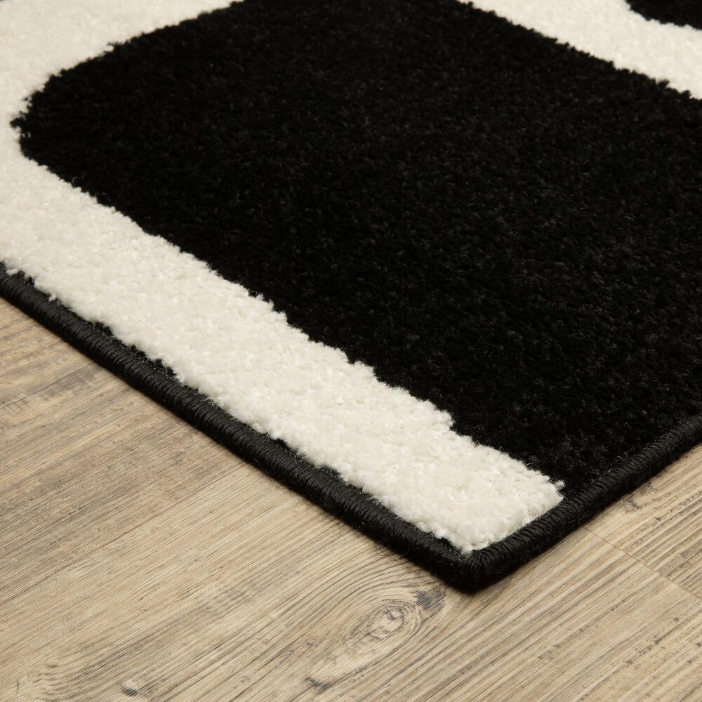 ROW by Oriental Weavers Quinn Abstract Black and Ivory 2' x 7' Runner, , large