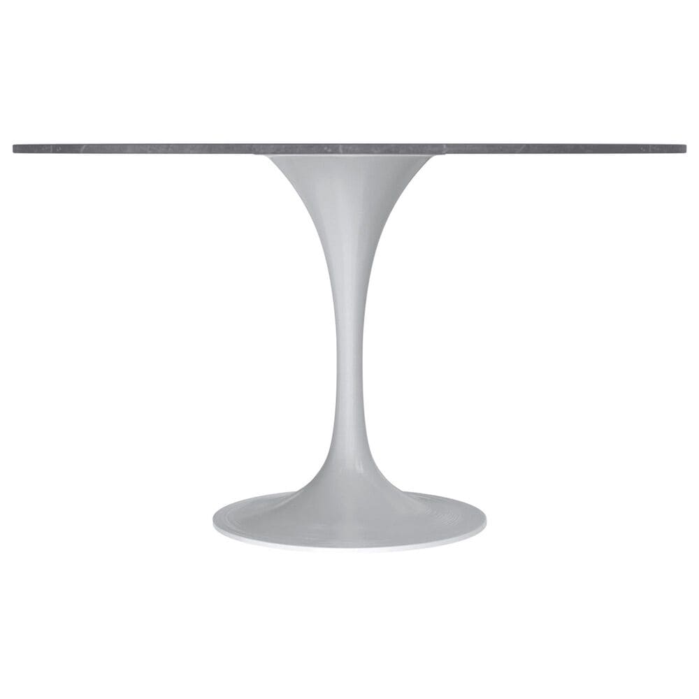 Leisuremod LeisureMod Verve Collection 48 Round Dining Table, White Base with Sintered Stone Grey Top, , large