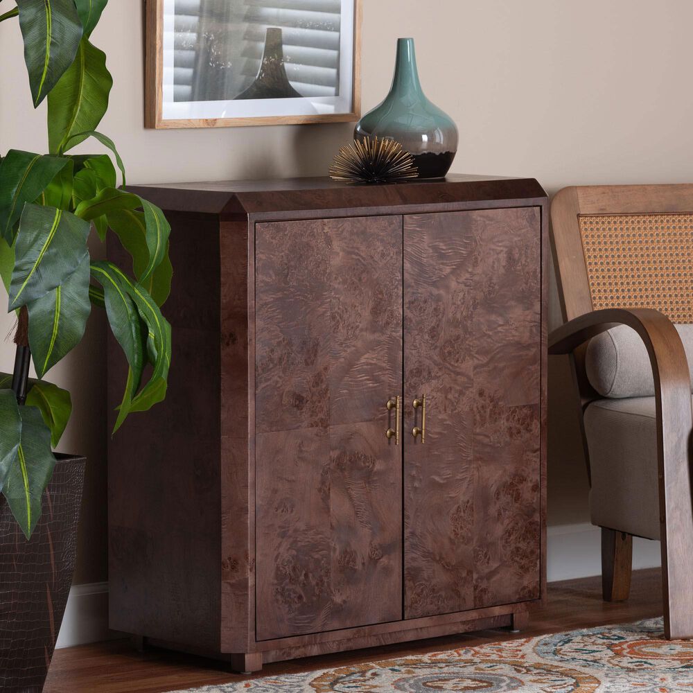Baxton Studio Valora Storage Cabinet in Dark Walnut Brown, , large