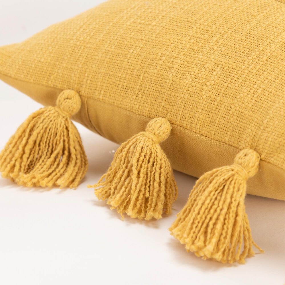 Rizzy Home 14&quot; x 26&quot; Polyester Filled Solid Lumbar Pillow in Yellow, , large