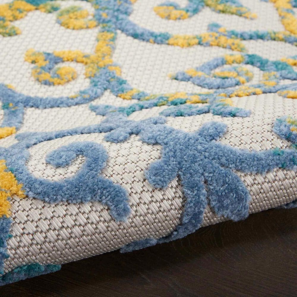 Nourison Aloha 6&#39; x 9&#39; Ivory and Blue Indoor/Outdoor Area Rug, , large