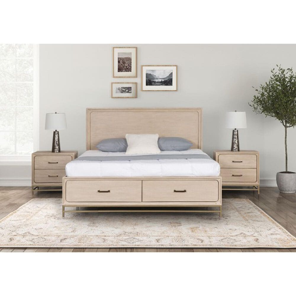 Furniture of America Sandnes King Platform Bed in Light Oak and Bronze, , large