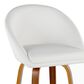 LumiSource Matisse 26" Swivel Counter Stool with White Faux Leather Upholstery in Walnut and Black (Set of 2), , large
