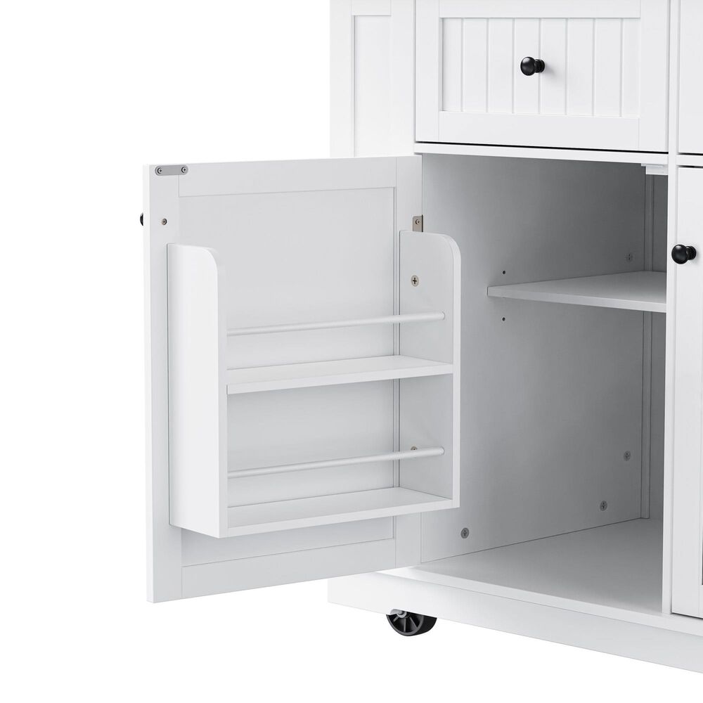 HOMLUX 48" Kitchen Island with Drop Leaf in White and Natural, , large