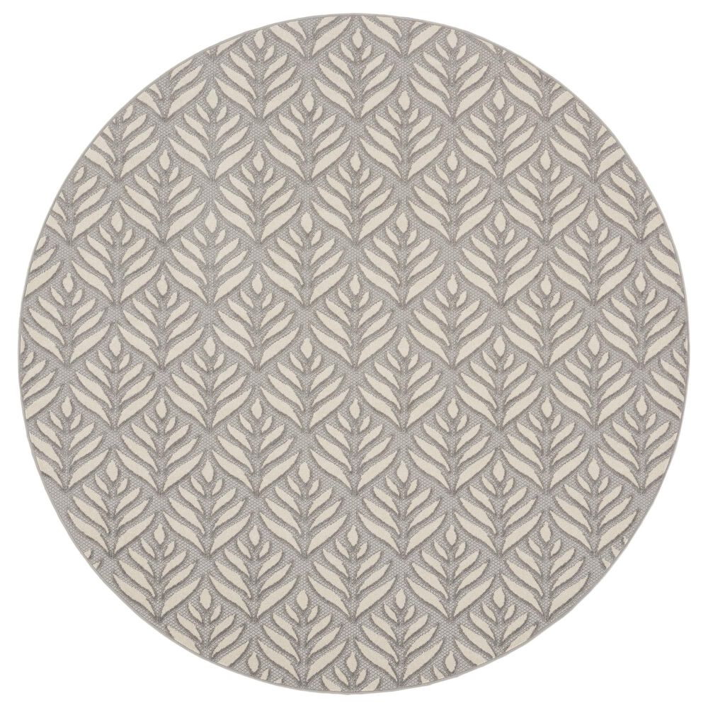 Nourison Aloha 7&#39;10&quot; Round Grey Indoor/Outdoor Area Rug, , large