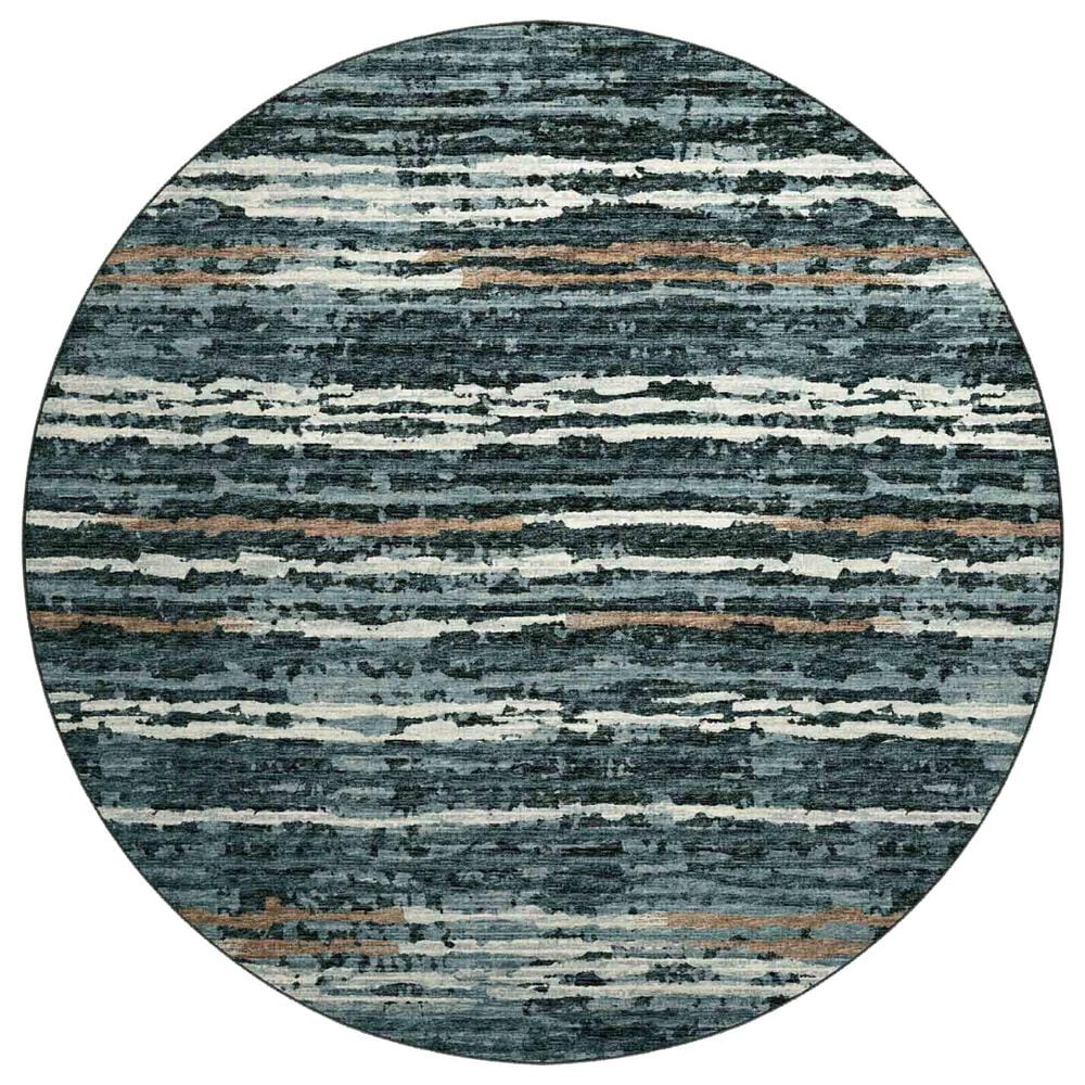 Dalyn Rug Company Brisbane Striped 8" Round Midnight Area Rug, , large