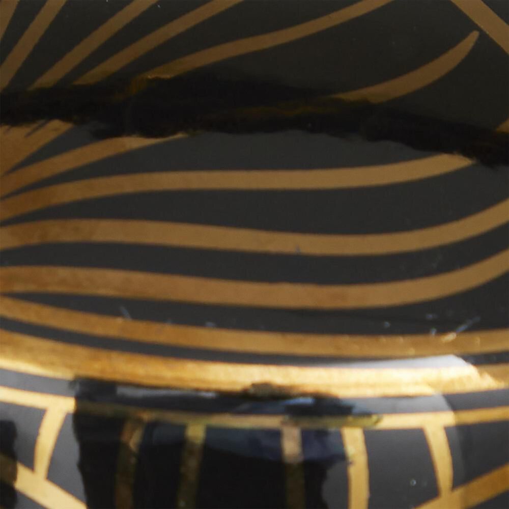 Maple and Jade 2-Piece Jar Set with Floral Accents in Glossy Black and Gold, , large