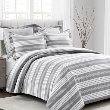 Triangle Home Fashions Farmhouse Yarn Dyed 5-Piece Queen Comforter Set in Gray and White, , large