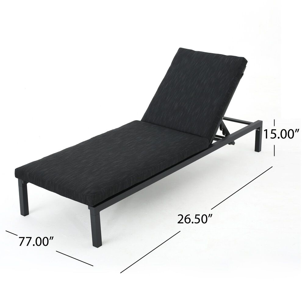Hearth and Haven Navan Outdoor Foldable and Stackable Chaise Lounge in Dark Grey, , large